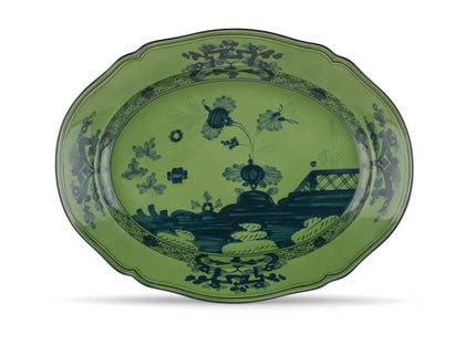 Ginori Oriente Italiano Large Oval Flat Platter - Malachite