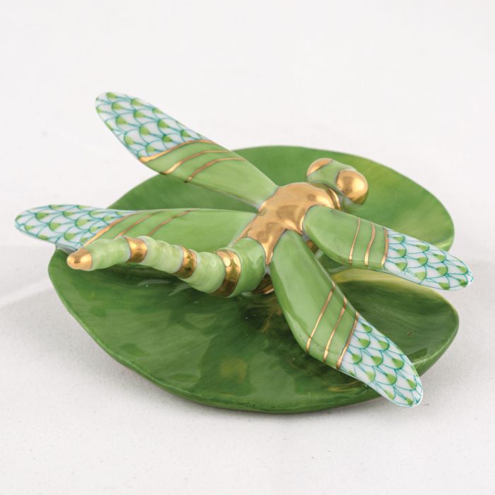 Herend Decorative Dragonfly on Lily Pad - Key Lime