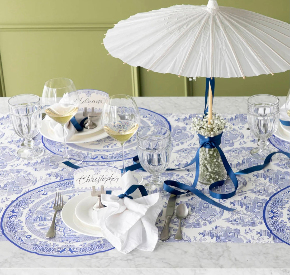 Hester & Cook Blue Willow Paper Table Runner