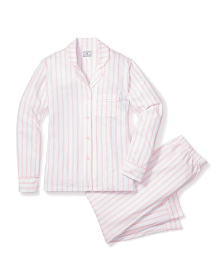 Petite Plume Women’s Long Pima Pajama Set - Pink Stripe