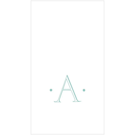 Caspari Antique Robin's Egg Single Initial Guest Towel Napkins - 24 Per Box
