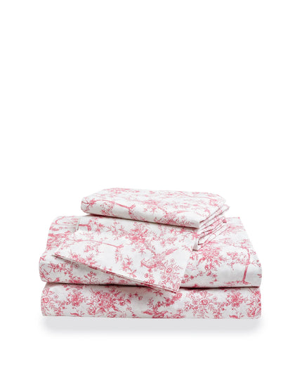Petite Plume Luxe Premium Cotton Bed Sheets - Pink Timeless Toile