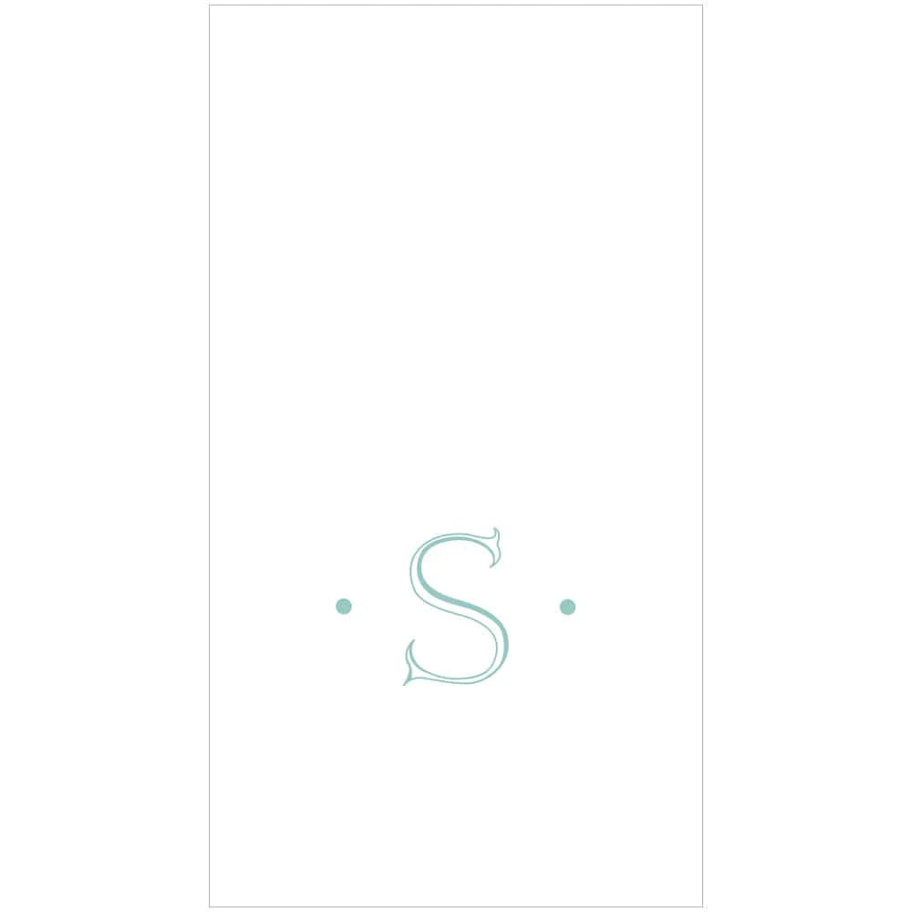 Caspari Antique Robin's Egg Single Initial Guest Towel Napkins - 24 Per Box