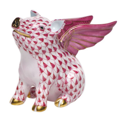 Herend Decorative When Pigs Fly - Raspberry