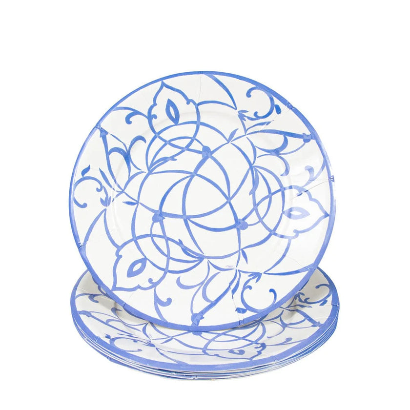 Caspari Algarve Ceramic Blue Paper Dinner Plates