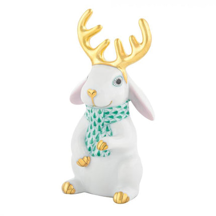 Herend Decorative Reindeer Rabbit - White/Green