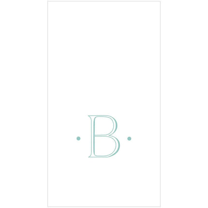 Caspari Antique Robin's Egg Single Initial Guest Towel Napkins - 24 Per Box