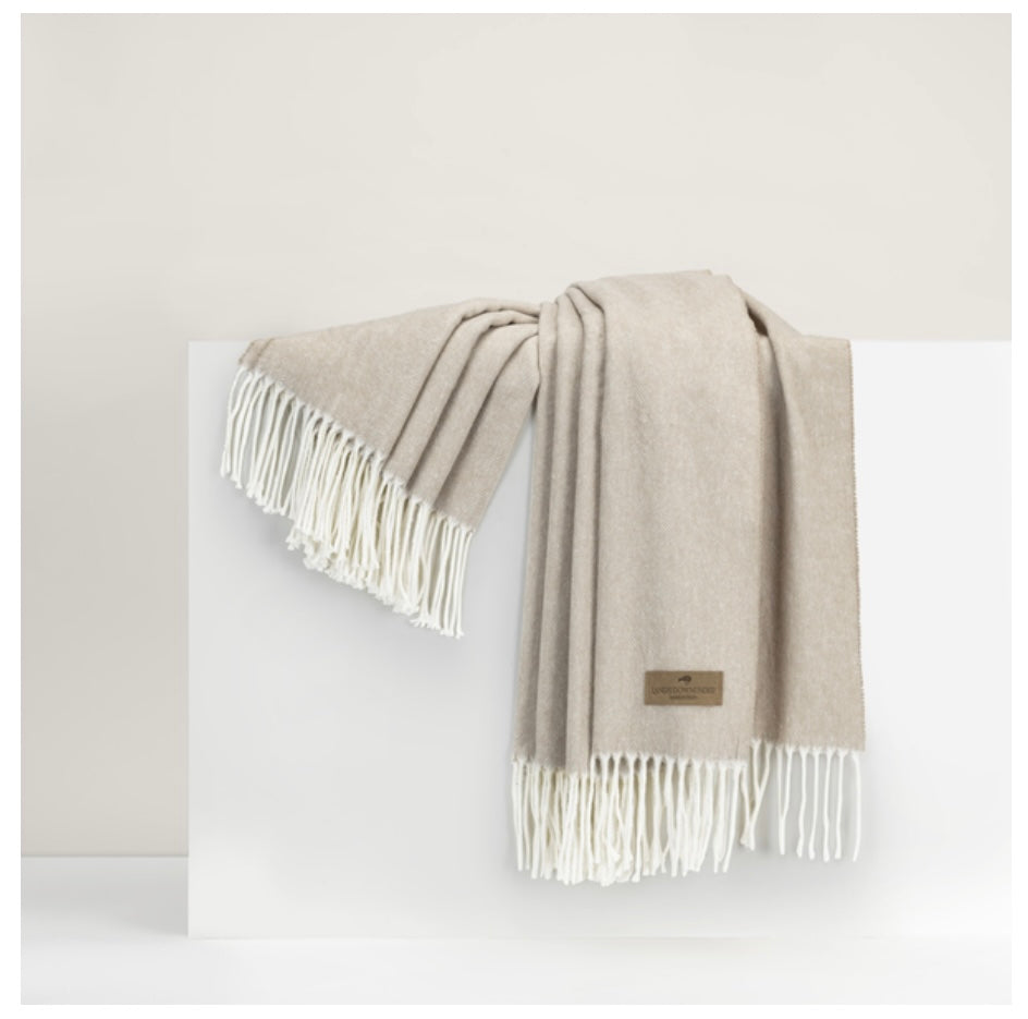 Lands Downunder Italian Herringbone Throw - Dune