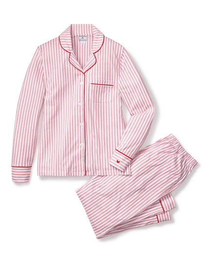 Petite Plume Women’s Long Pima Pajama Set - Antique Red Ticking