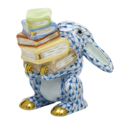 Herend Decorative Scholarly Bunny - Blue