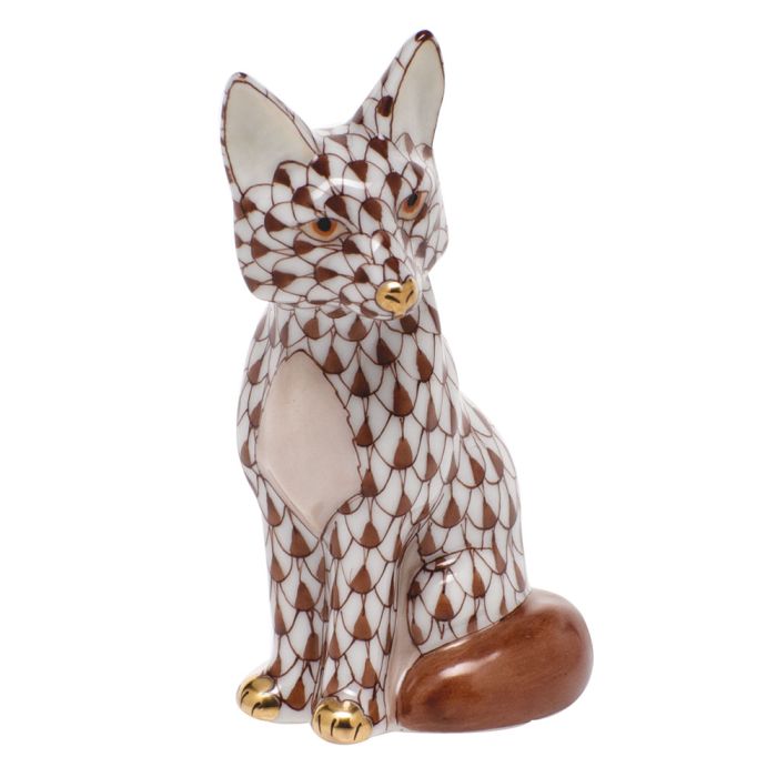 Herend Decorative Sitting Fox - Chocolate