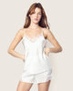 Petite Plume Women's Silk Lace Cami Short Set in White