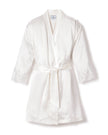 Petite Plume Women's Silk Lace Robe in White