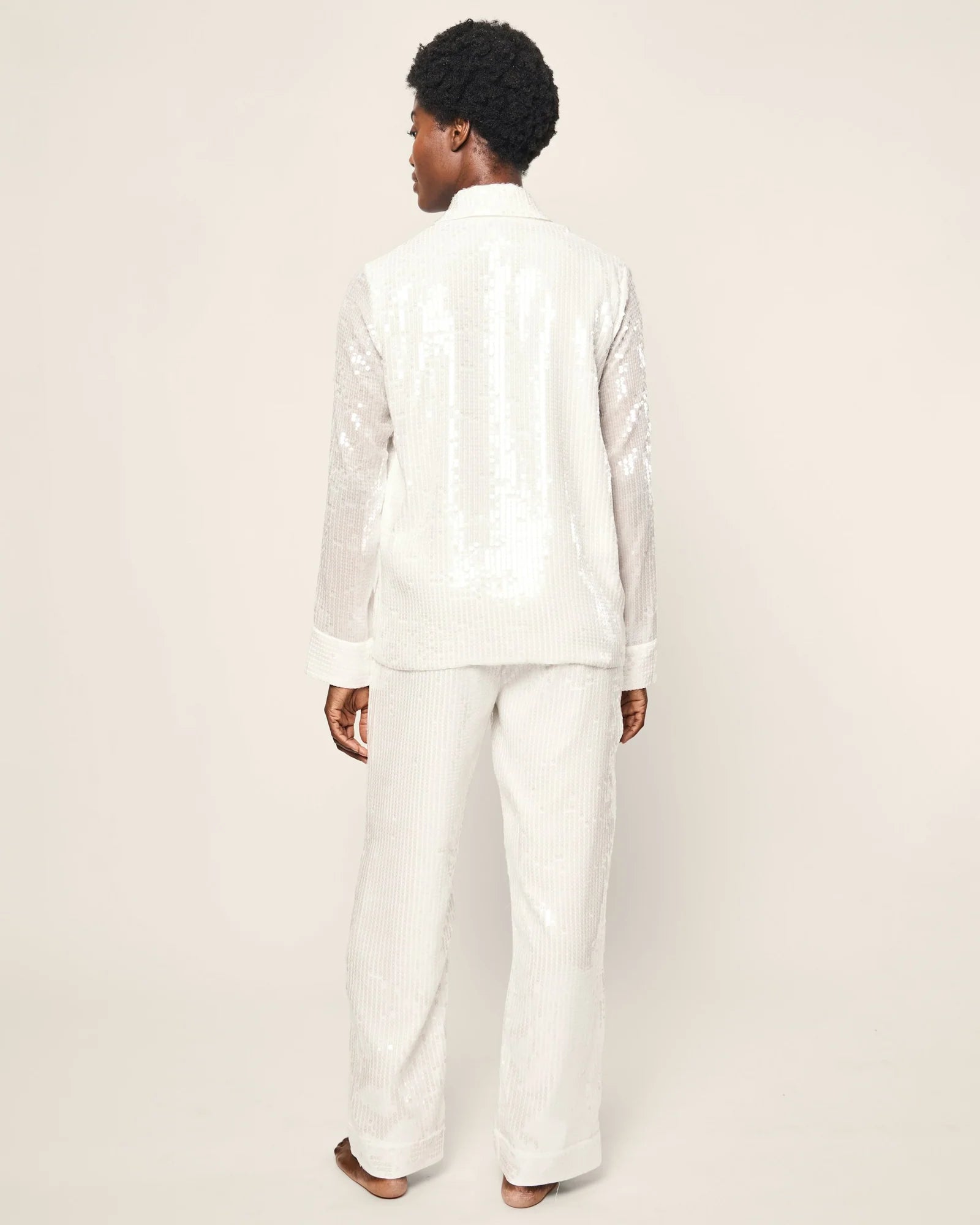 Petite Plume Women's Pajama Set in White Sequins