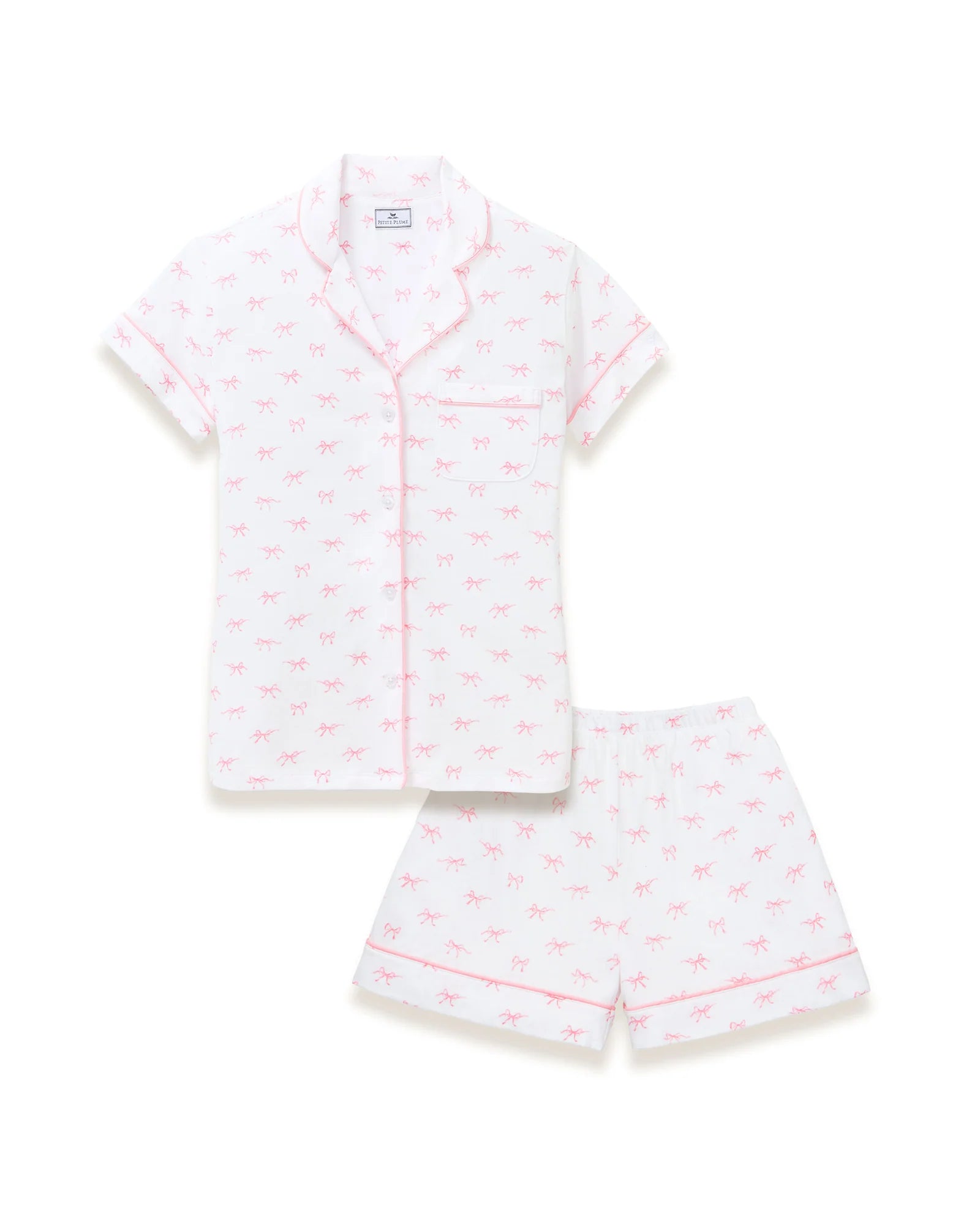 Petite Plume Women’s Pima Short Sleeve Short Set - Blushing Bows