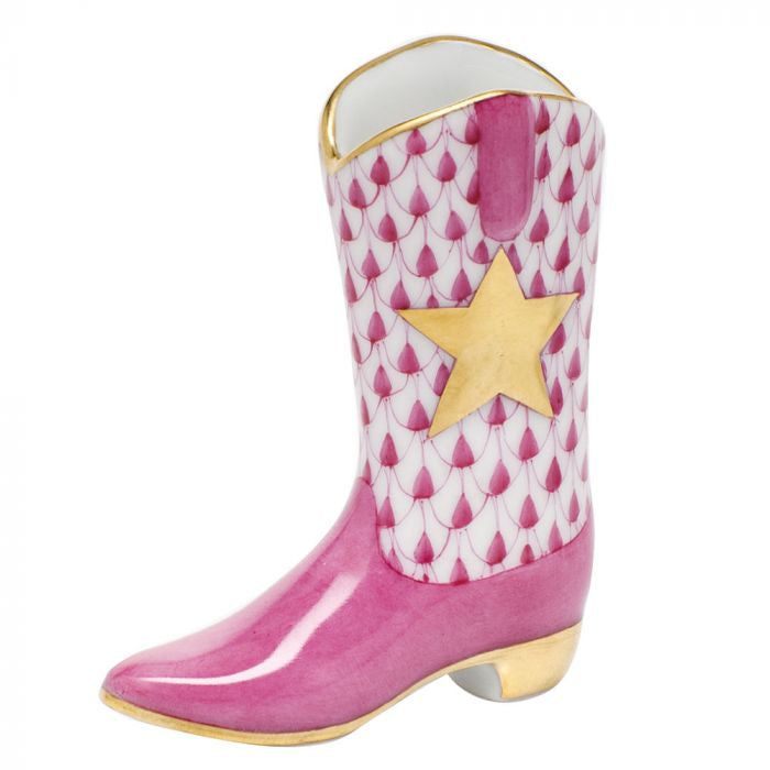 Herend Decorative Cowboy Boot - Raspberry