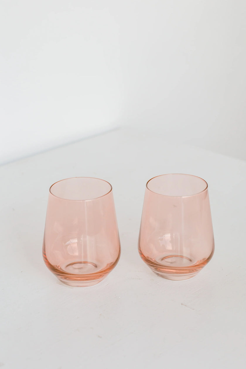 Estelle Stemless Wine Glasses - Blush