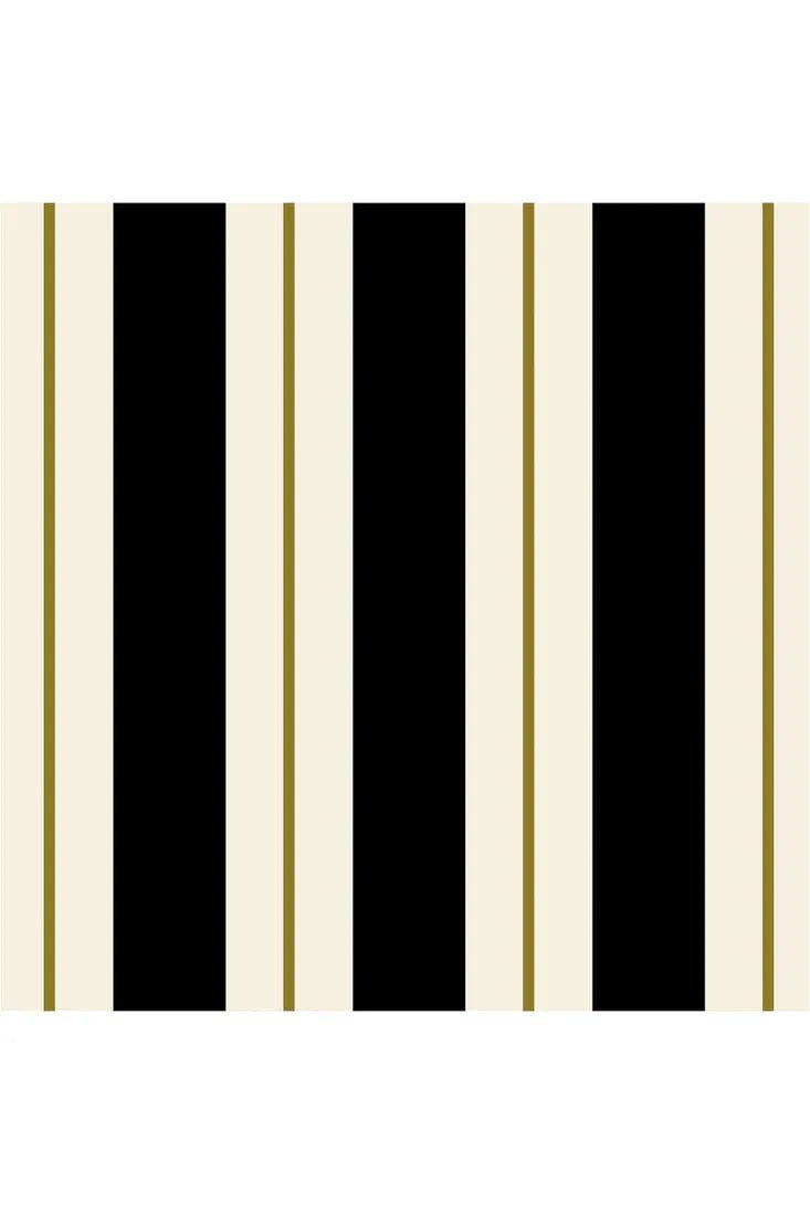 Hester & Cook Black & Gold Awning Stripe Cocktail Napkins