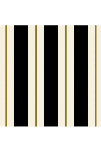 Hester & Cook Black & Gold Awning Stripe Cocktail Napkins