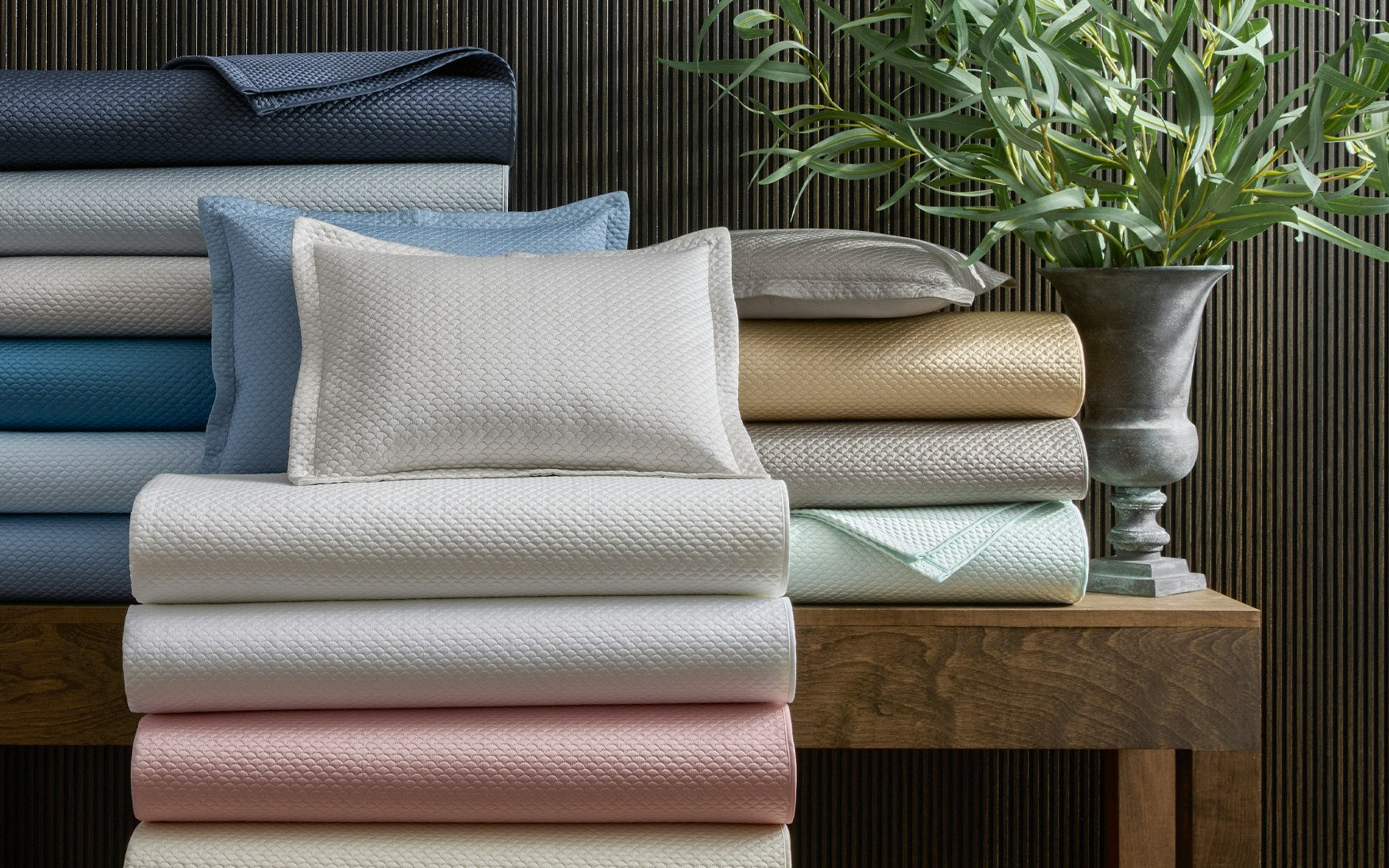 Matouk Alba Quilt - Hazy Blue