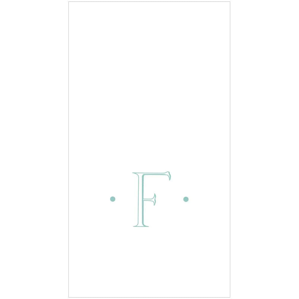 Caspari Antique Robin's Egg Single Initial Guest Towel Napkins - 24 Per Box