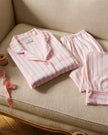 Petite Plume Women’s Crop Pima Pajama Set - Pink Stripe