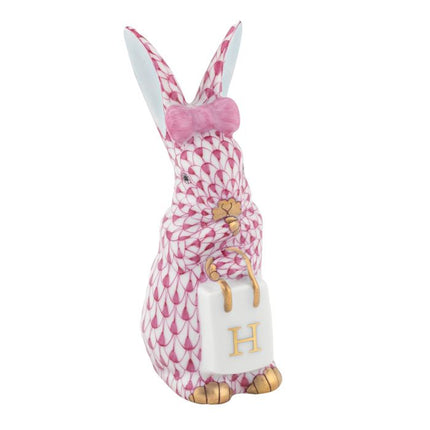 Herend Decorative Shopping Bunny - Raspberry