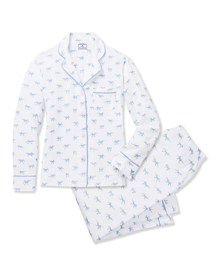 Petite Plume Women’s Long Pima Pajama Set - Something Blue Bows