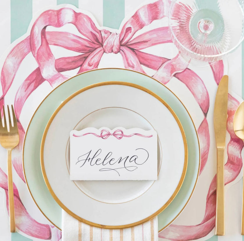 Hester & Cook Pink Bow Place Cards