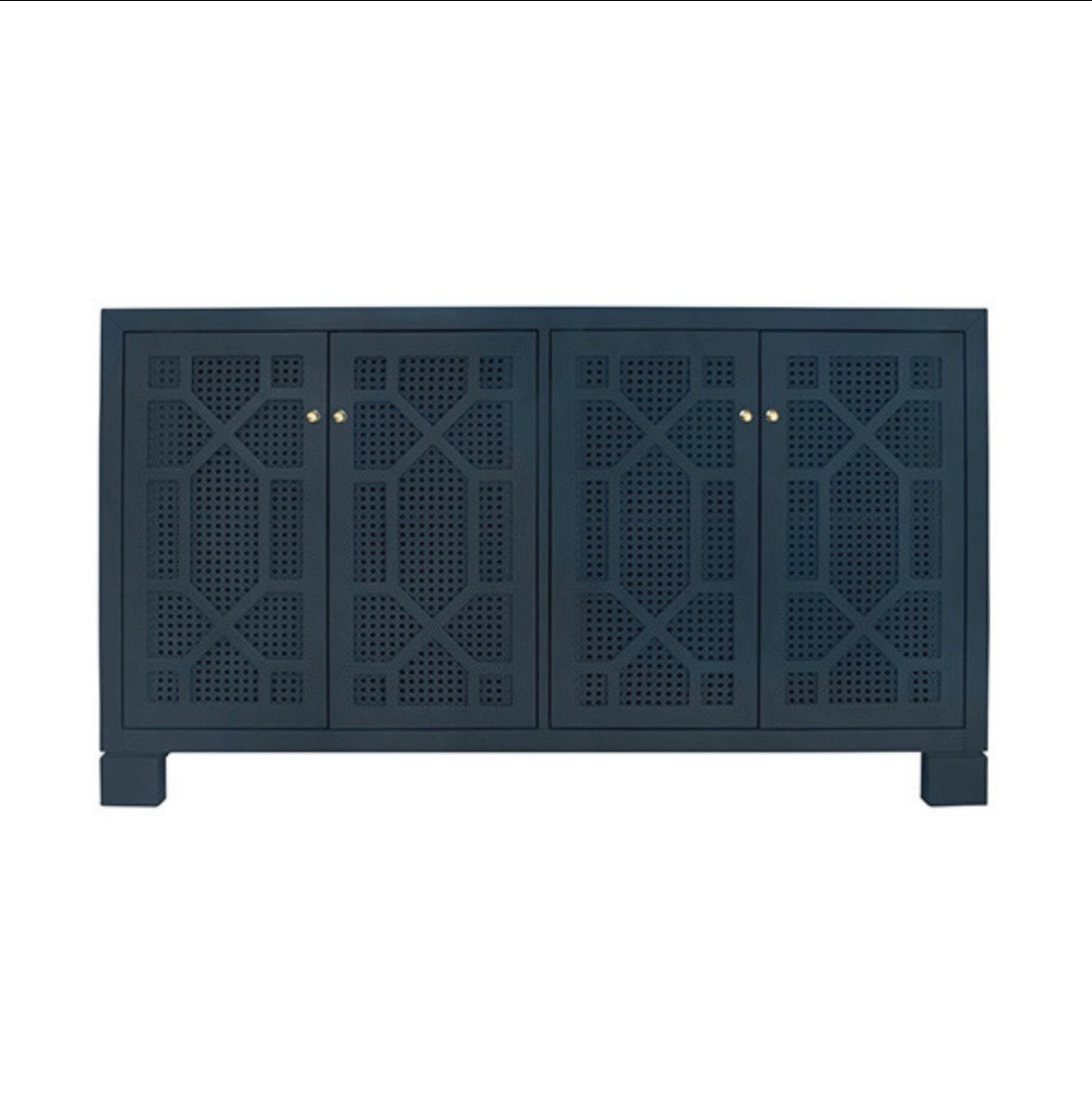 Worlds Away Claire Navy Cabinet with Cane Doors