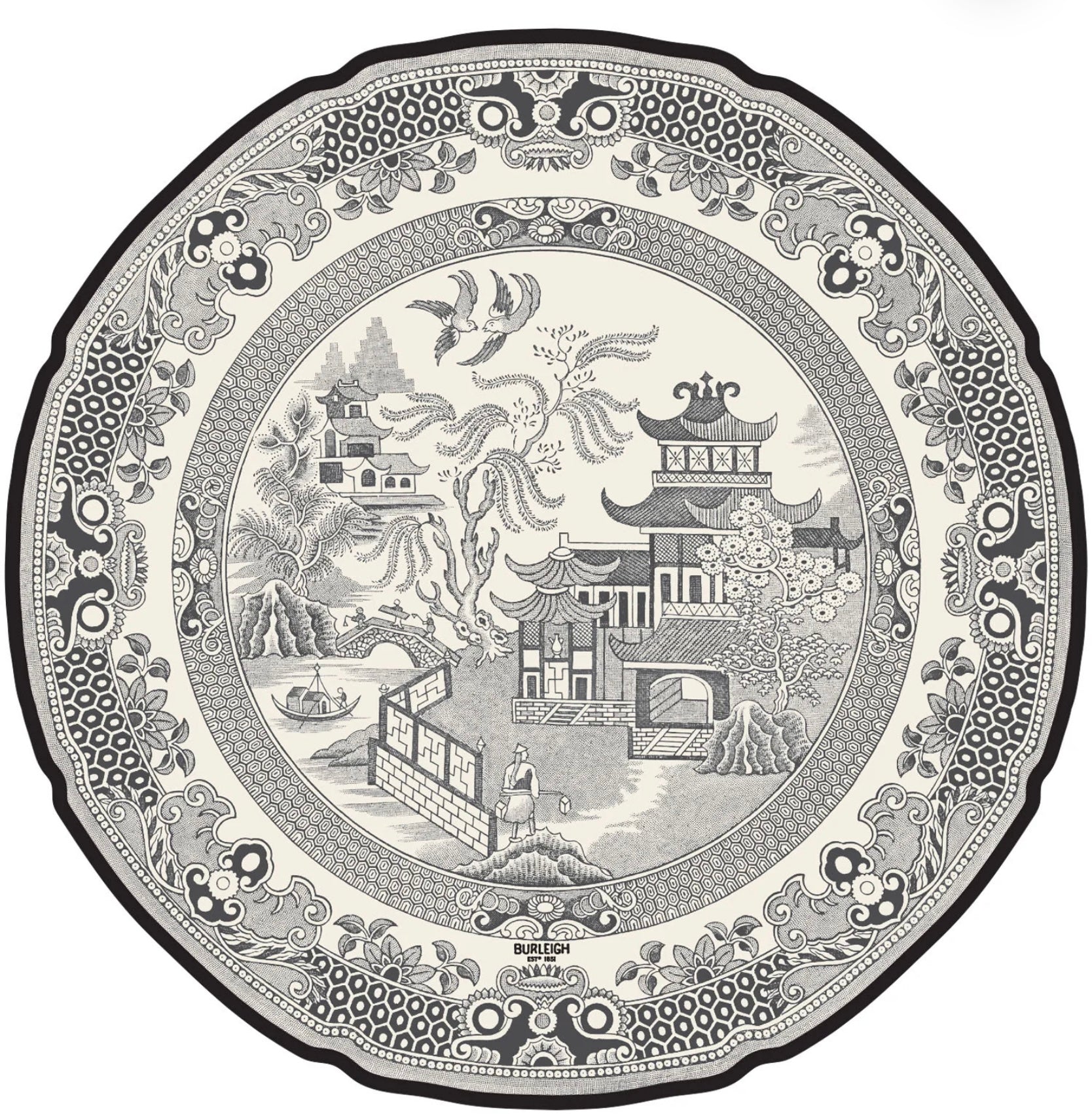 Hester & Cook Die-Cut Black Willow Plate Placemat