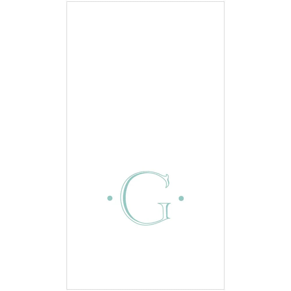 Caspari Antique Robin's Egg Single Initial Guest Towel Napkins - 24 Per Box