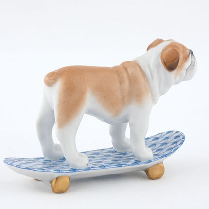 Herend Decorative Skateboarding Bulldog - Blue