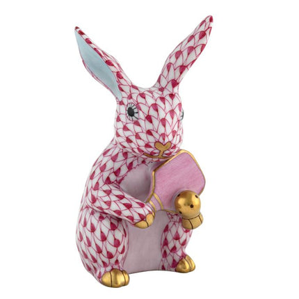 Herend Decorative Pickleball Bunny - Raspberry