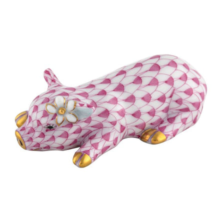 Herend Decorative Daisy the Pig - Raspberry
