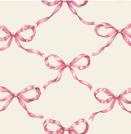 Hester & Cook Pink Bow Lattice Cocktail Napkins