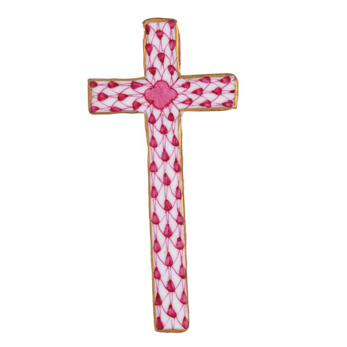 Herend Decorative Miniature Cross - Raspberry