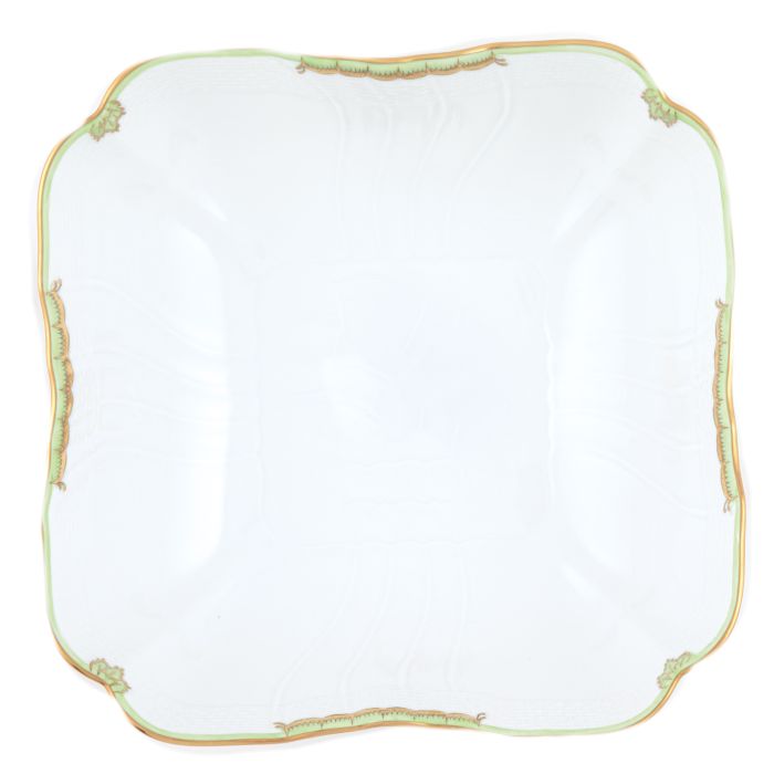 Herend Princess Victoria Square Salad Bowl - Green