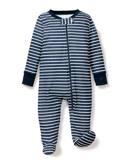 Petite Plume Baby Pima Romper - Navy Stripe