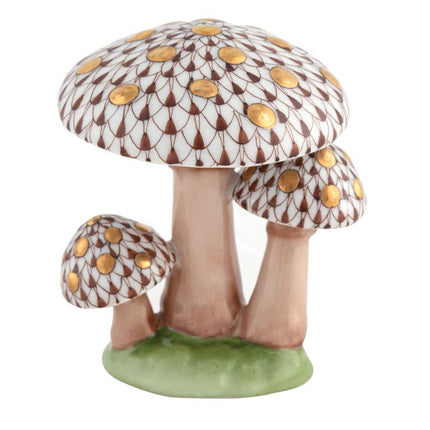 Herend Decorative Mushroom Trio - Chocolate