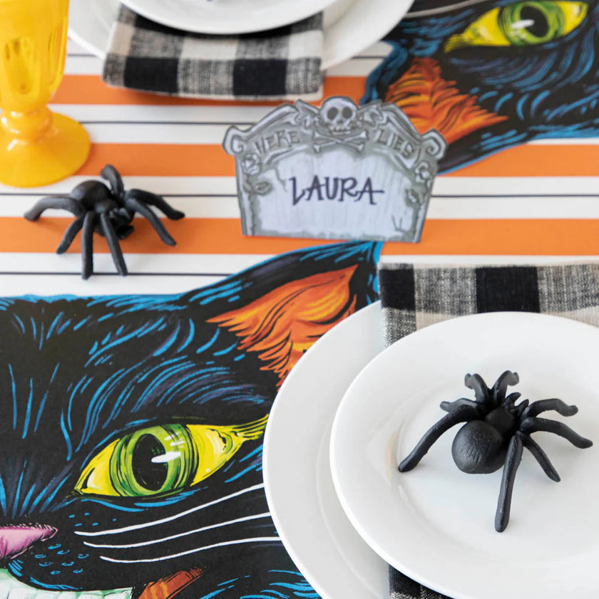 Hester & Cook Orange & Black Awning Stripe Paper Table Runner