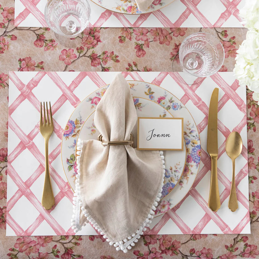 Hester & Cook Pink Lattice Paper Placemat