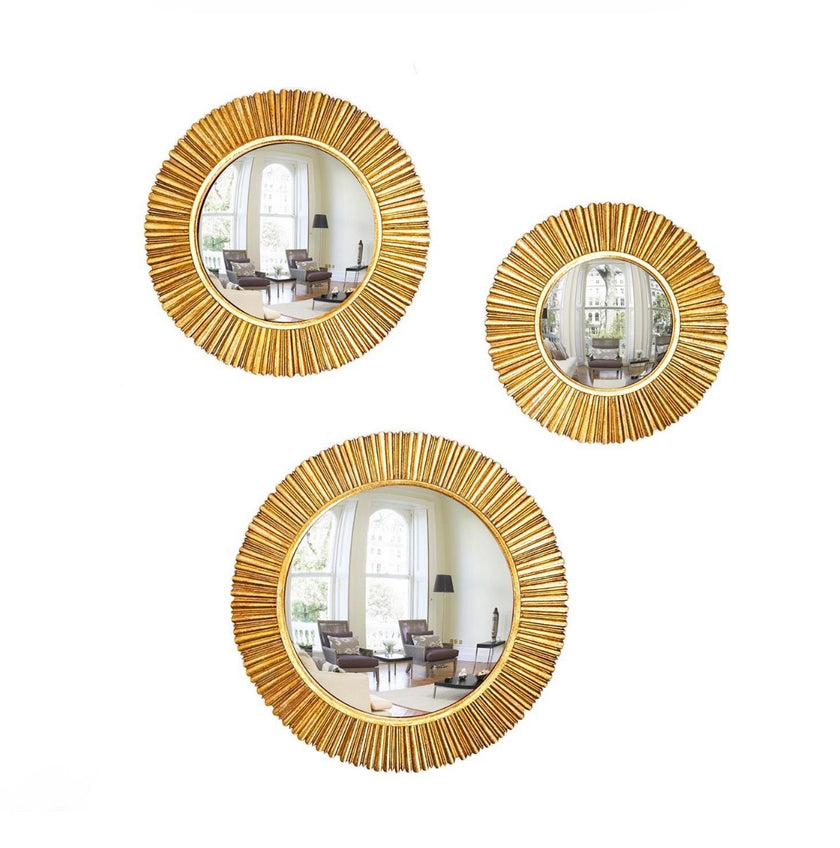 Two’s Company Gold Leaf Convex Wall Mirror S/7