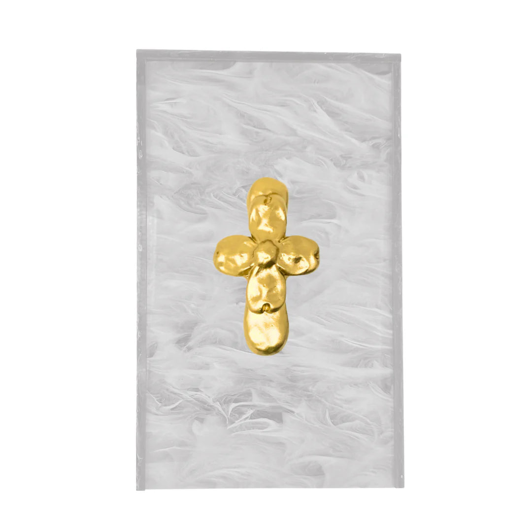 Southern Tribute Cross Guest Towel Box - Pearl