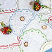 Vietri Tessuti White Round Placemats - Sage Green Dots- Set of 4