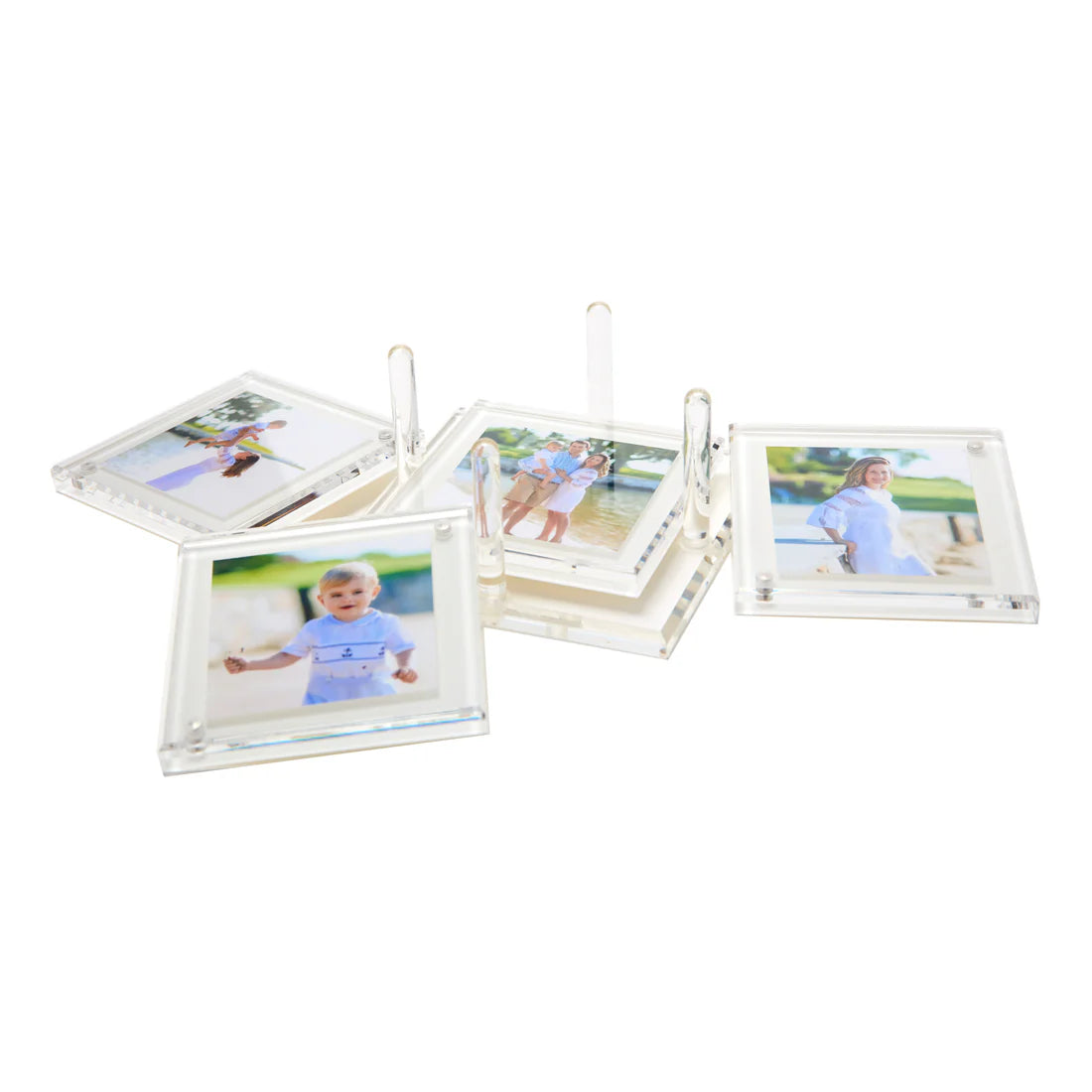 Tara Wilson Acrylic Photo Drink Coasters- Set of 4- White