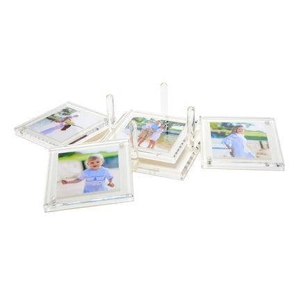 Tara Wilson Acrylic Photo Drink Coasters- Set of 4- White