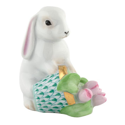 Herend Flowerpot Bunny - Green