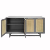 Worlds Away Macon Gray Cabinet with Cane Doors