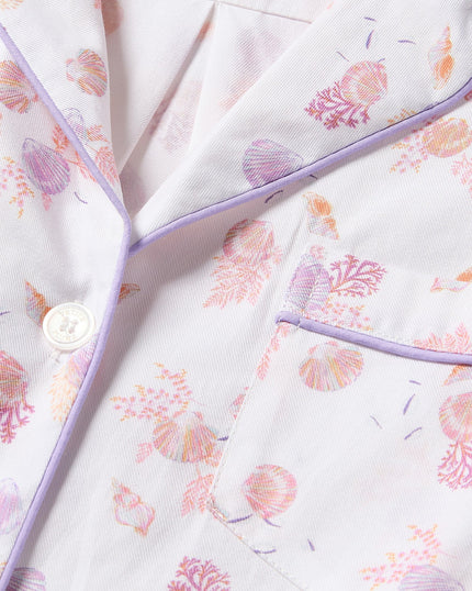 Petite Plume Women’s Short Twill Pajama Set - Seashell Splendor